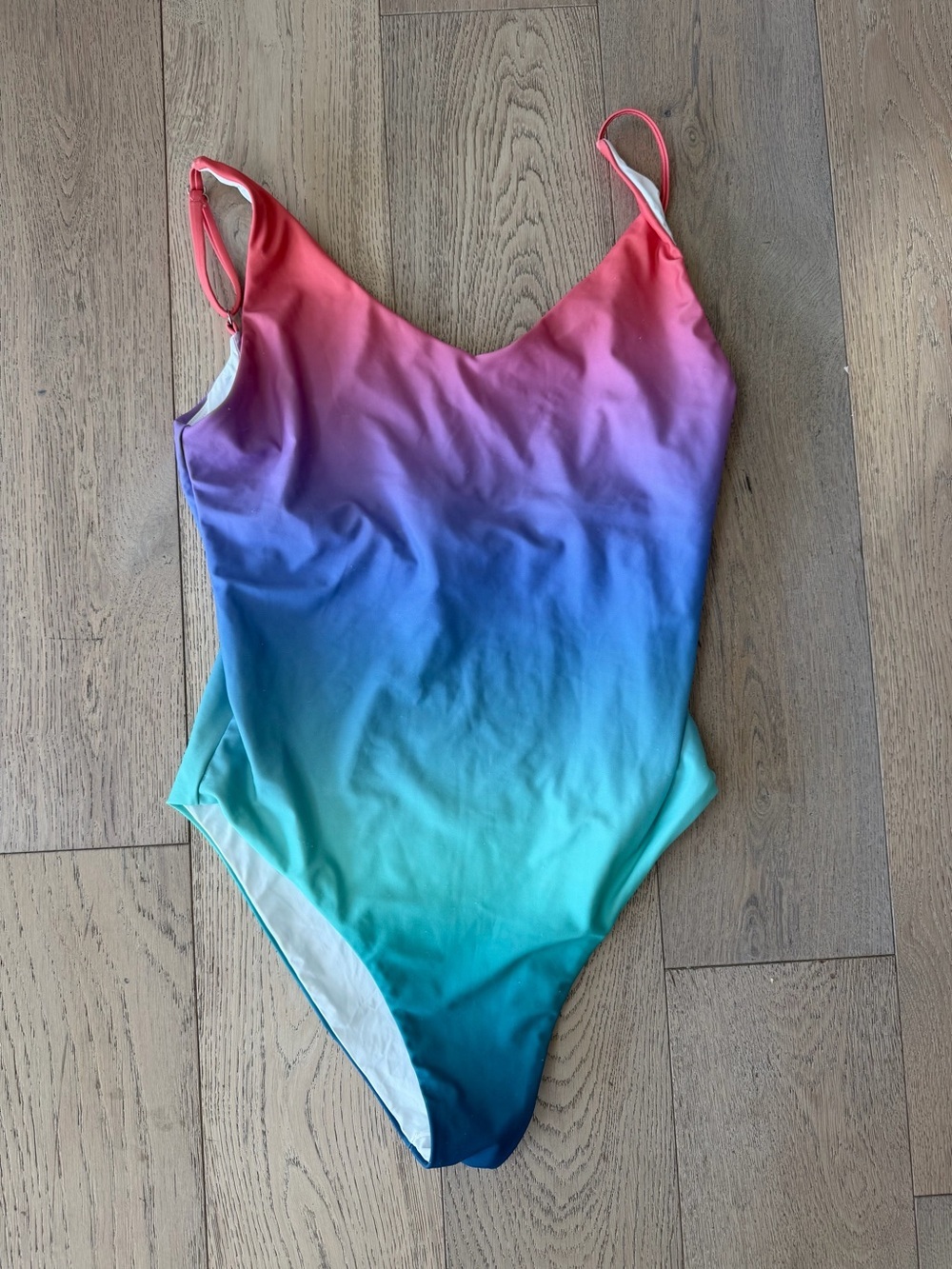 BEACH RIOT Women’s One-Piece Swimsuit Size L Rainbow Ombré
